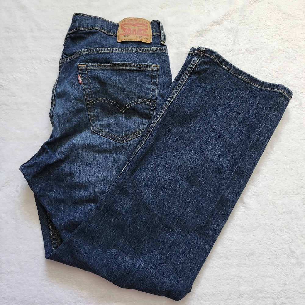 LEVIS 569 Loose Straight Fit‎ Blue Washed Fade Men's Size 36 EUC